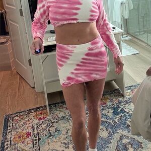 Seroya distressed tie dye crop sweater top xs matching skirt listed